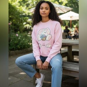 Vintage Grannycore Lee Pink Daisy Kingdom Bunny Appliqué Raglan Sweatshirt